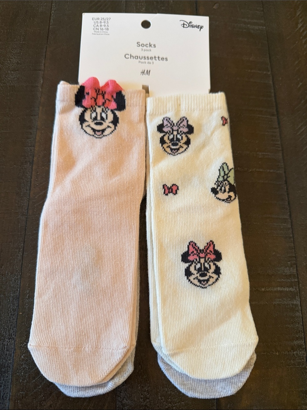 H&M Minnie Mouse Kids Socks in Pink & Cream (3-pack)